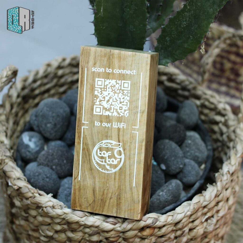 Oak wood wooden QR stand