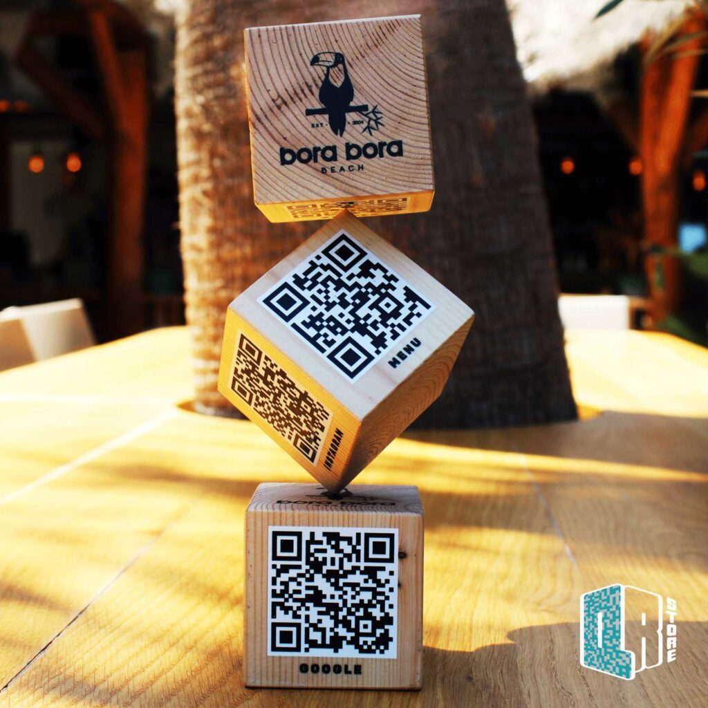 Bora Bora wooden QR cubes