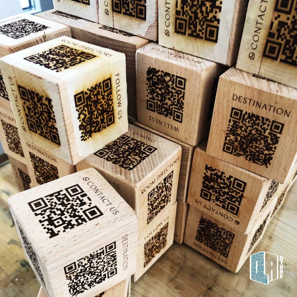 Wooden QR cubes