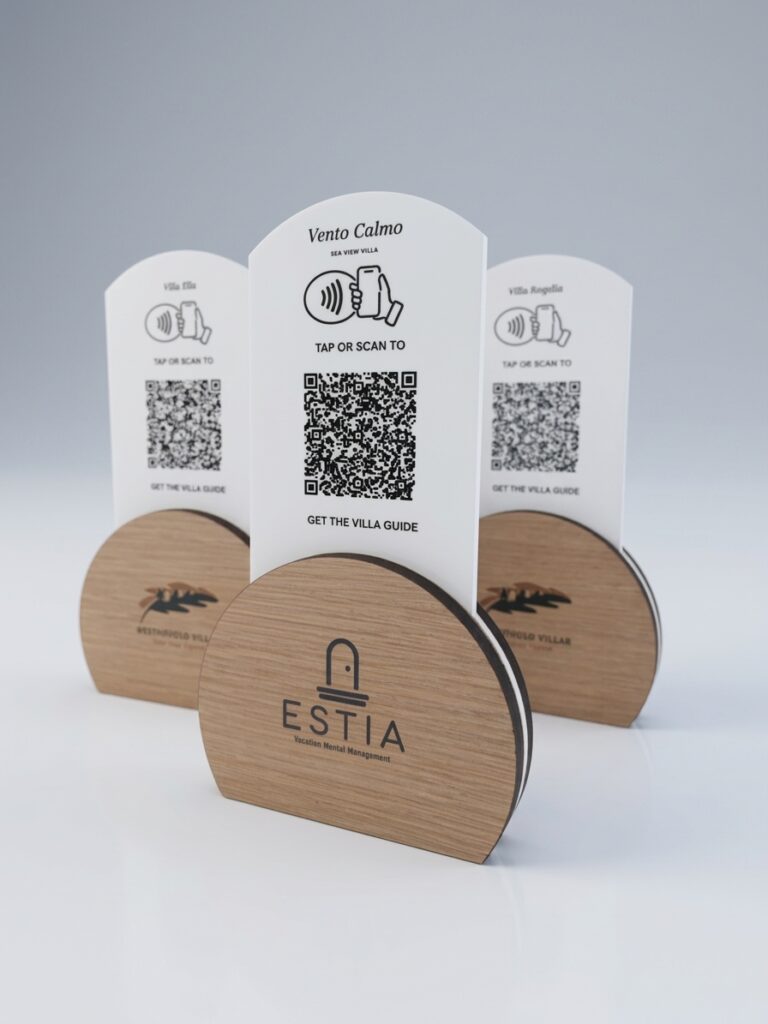 QR-store - Wood+acrylic table stand